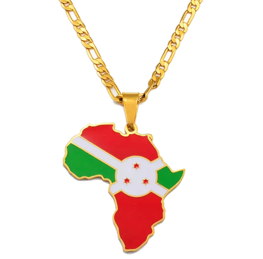 African Map - Burundi Gold Necklace