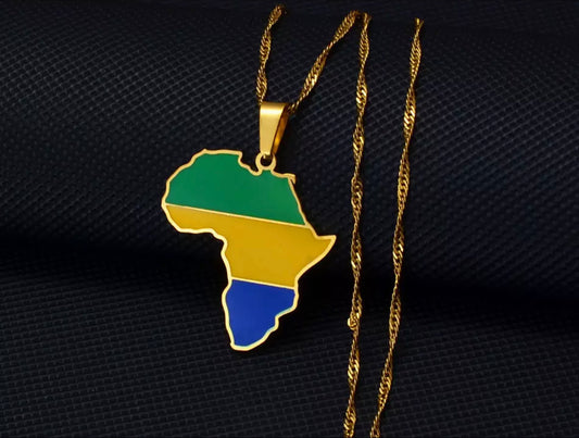 African Map - Gabon Gold Necklace