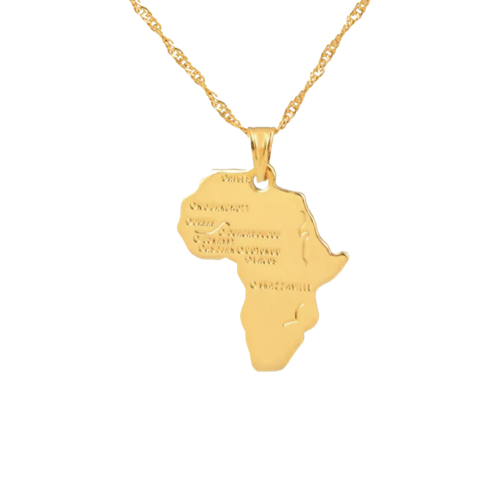 African Map - Gold Necklace