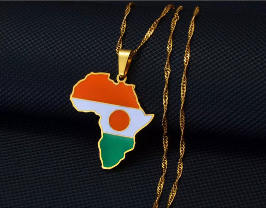 African Map - Niger Gold Necklace