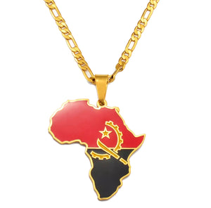 African Map - Angola Gold Necklace