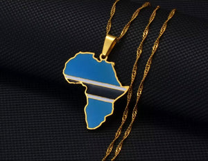 African Map - Botswana Gold Necklace