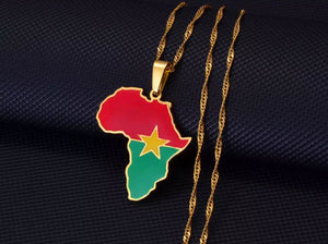 African Map - Burkina Faso Gold Necklace