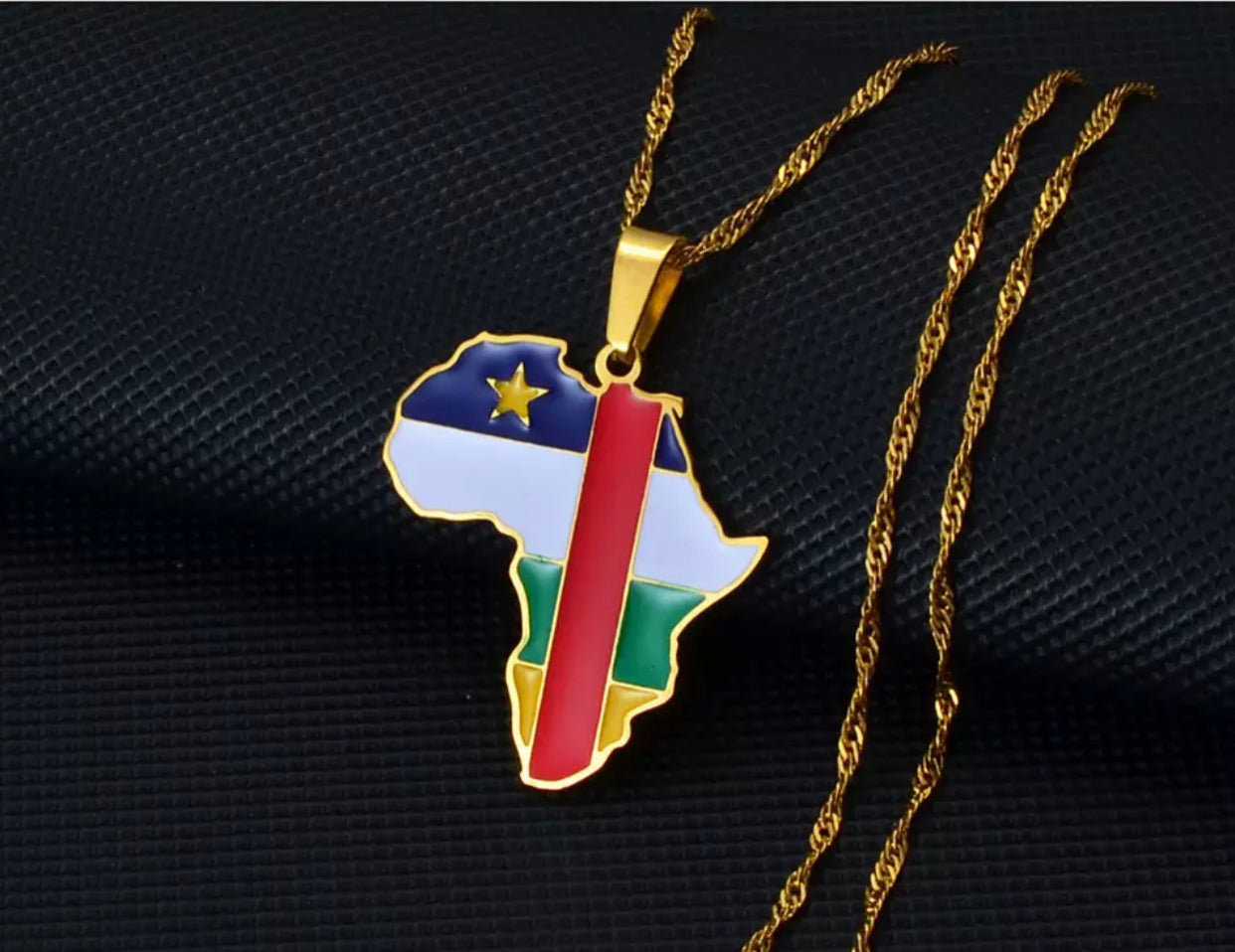 African Map - Central Africa Gold Necklace