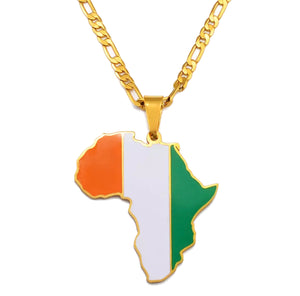 African Map - Côte D'Ivoire Gold Necklace