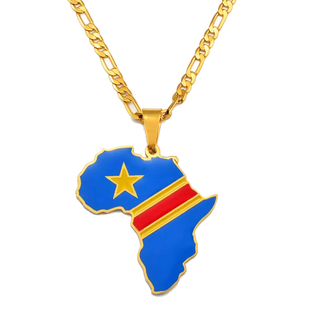 African Map - DRC Gold Necklace