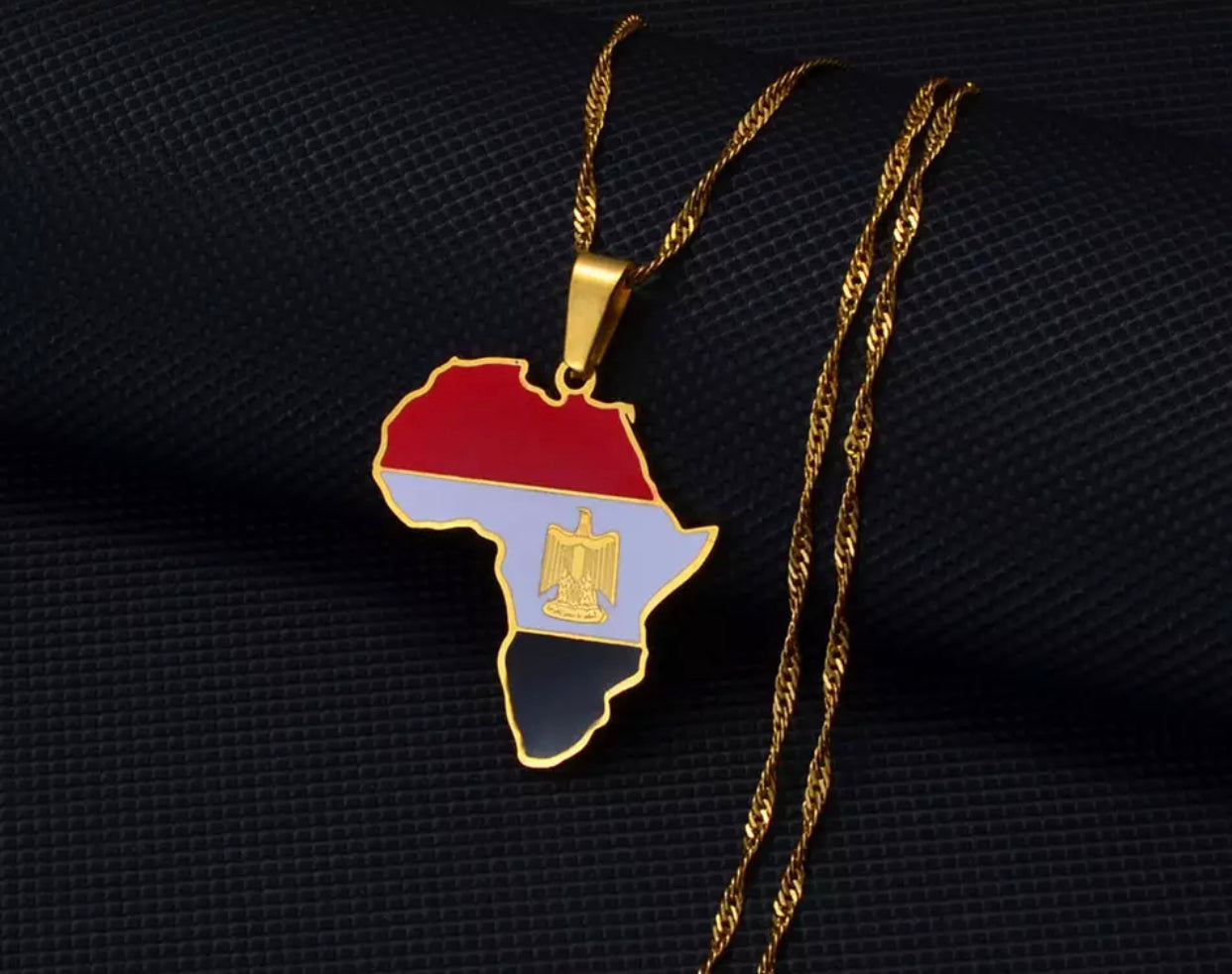 African Map - Egypt Gold Necklace
