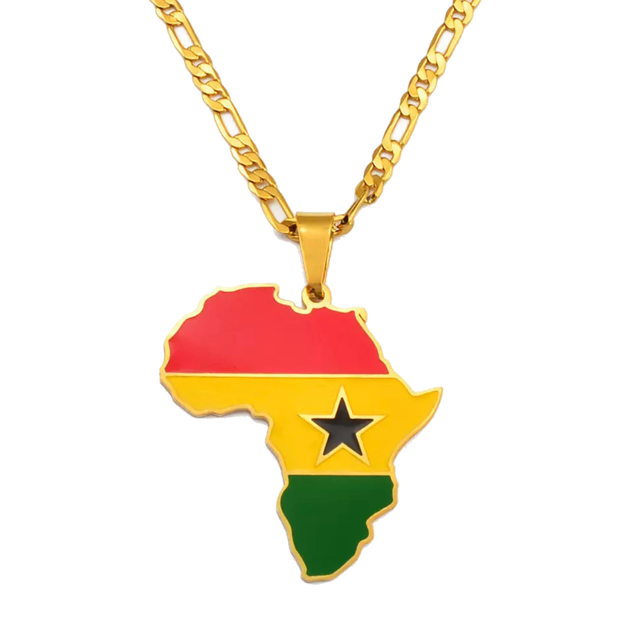 African Map - Ghana Gold Necklace