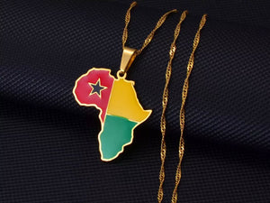 African Map - Guinea-Bissau Gold Necklace