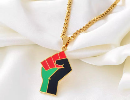 Black Power Fist - Gold Chain