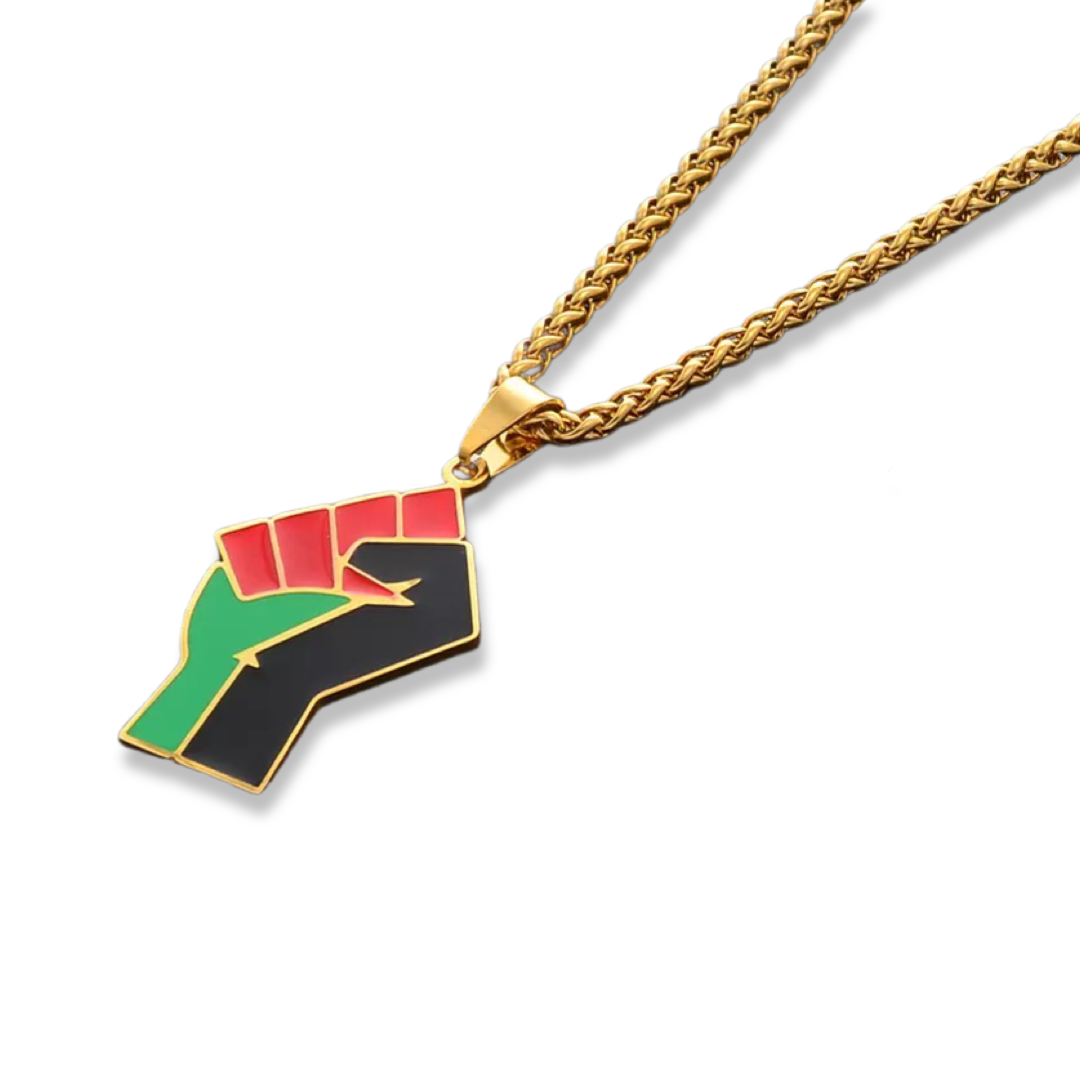 Black Power Fist - Gold Chain