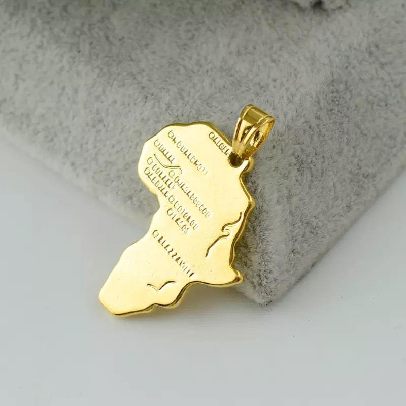 African Map - Gold Necklace