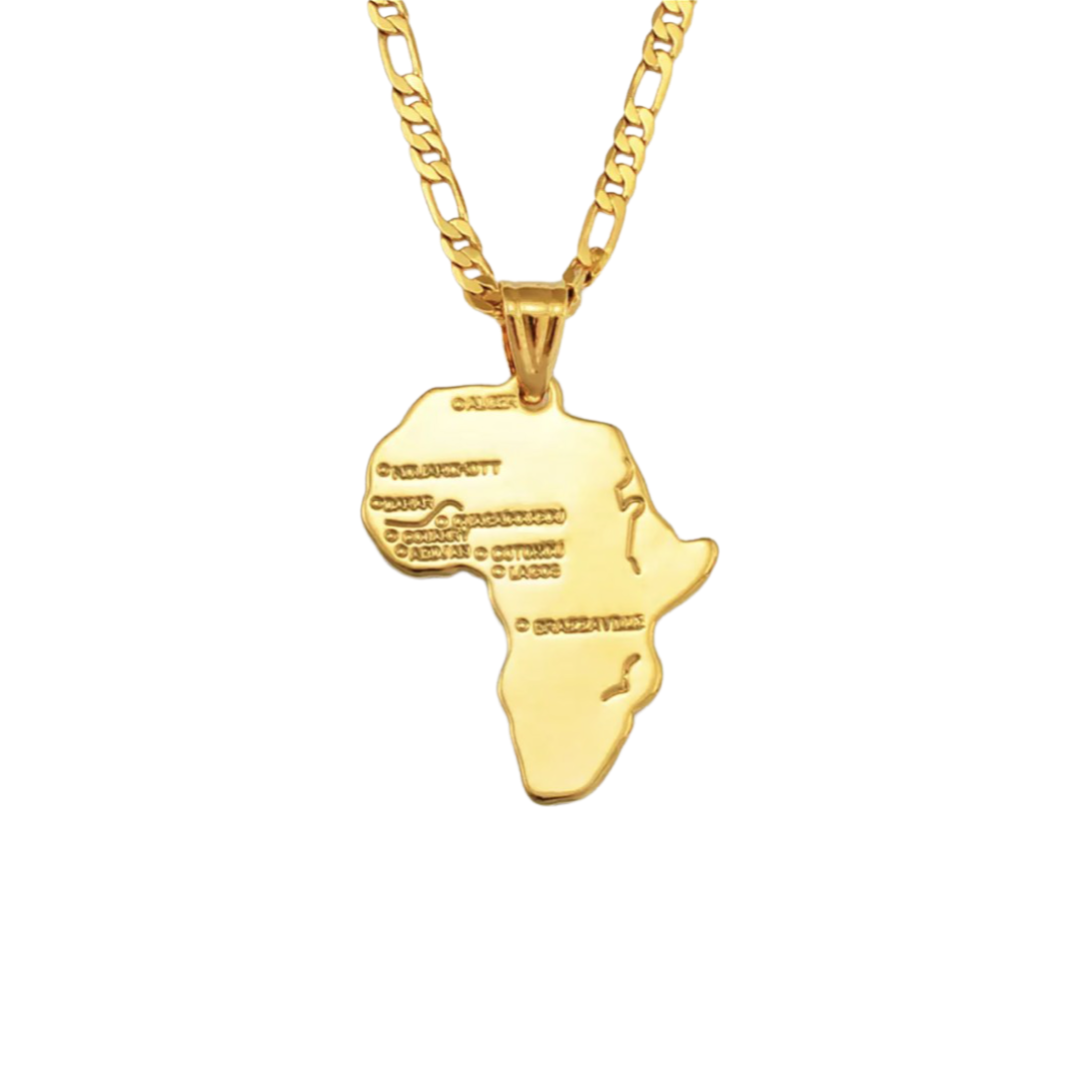 African Map - Gold Necklace