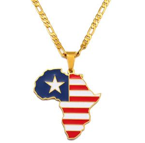 African Map - Liberia Gold Necklace