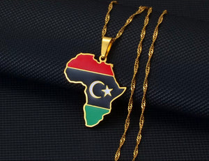 African Map - Libya Gold Necklace