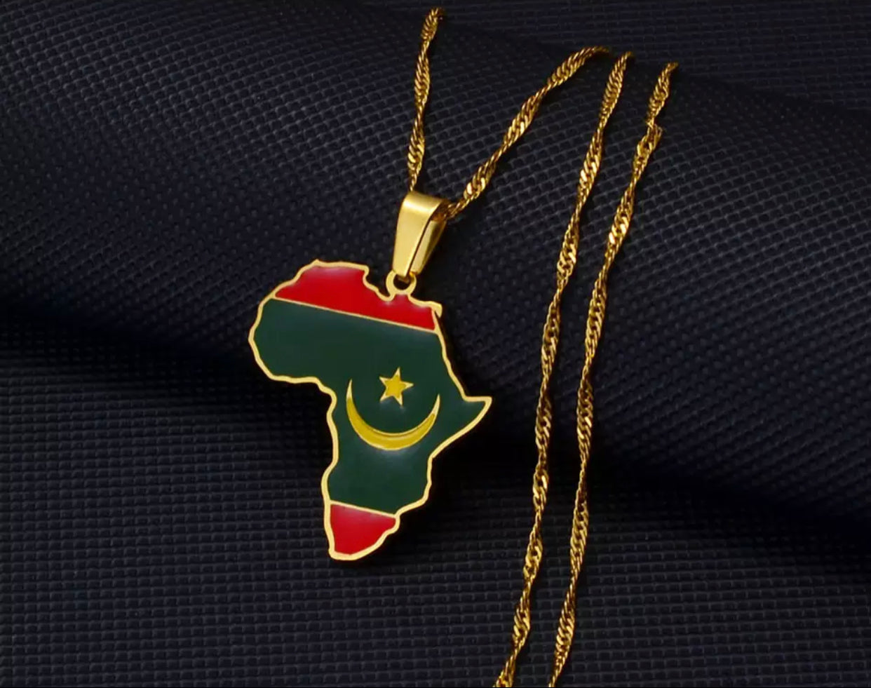African Map - Mauritania Gold Necklace