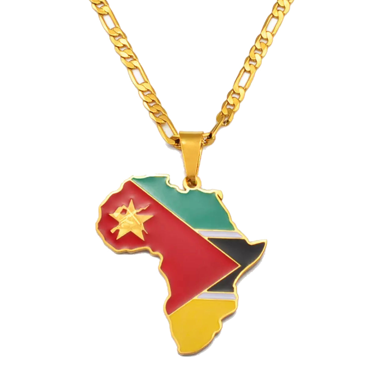 African Map - Mozambique Gold Necklace