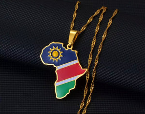 African Map - Namibia Gold Necklace