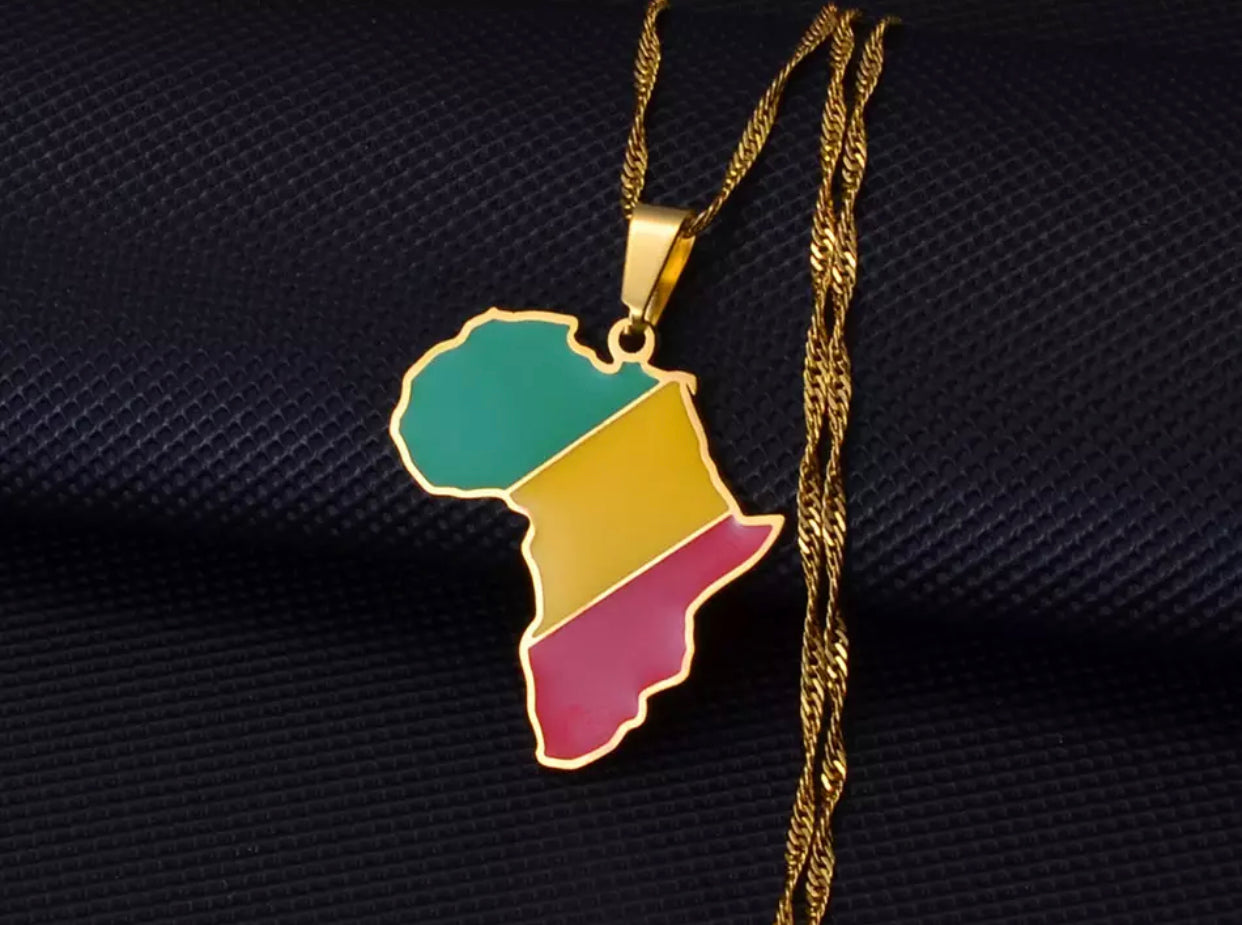 African Map - Republic of Gold Necklace