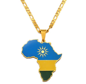 African Map - Rwanda Gold Necklace