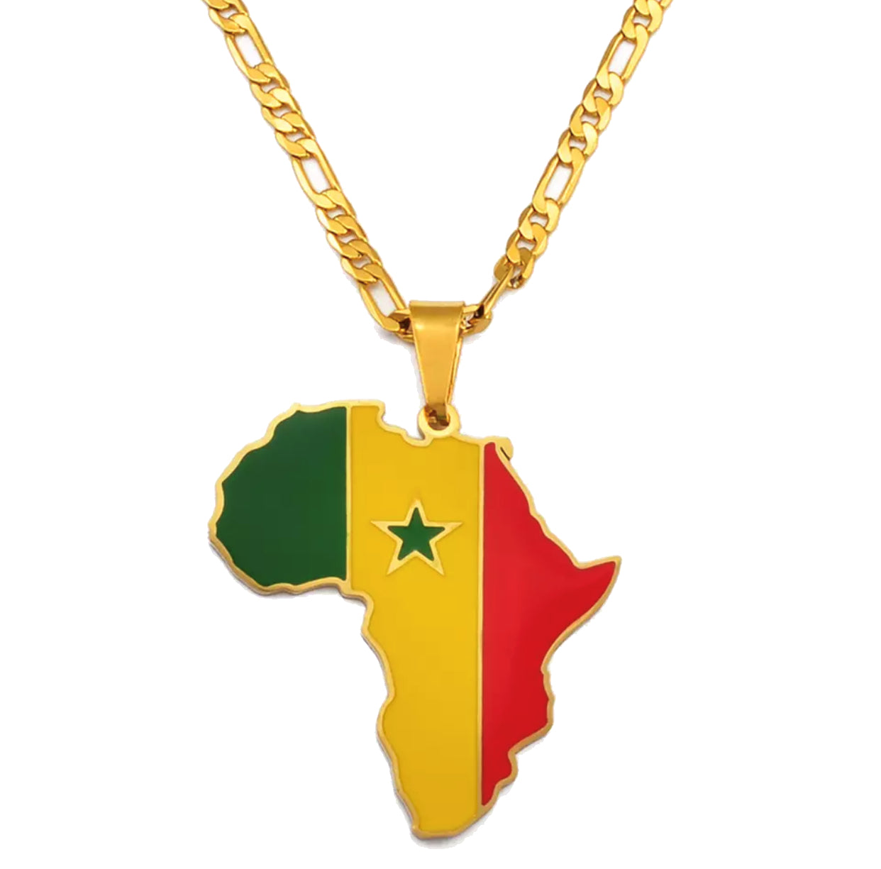 African Map - Senegal Gold Necklace