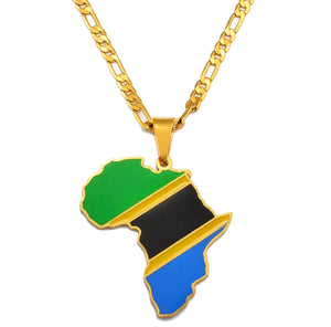 African Map - Tanzania Gold Necklace