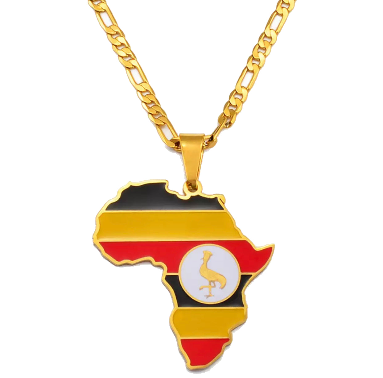 African Map - Uganda Gold Necklace