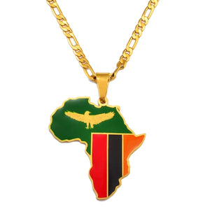 African Map - Zambia Gold Necklace