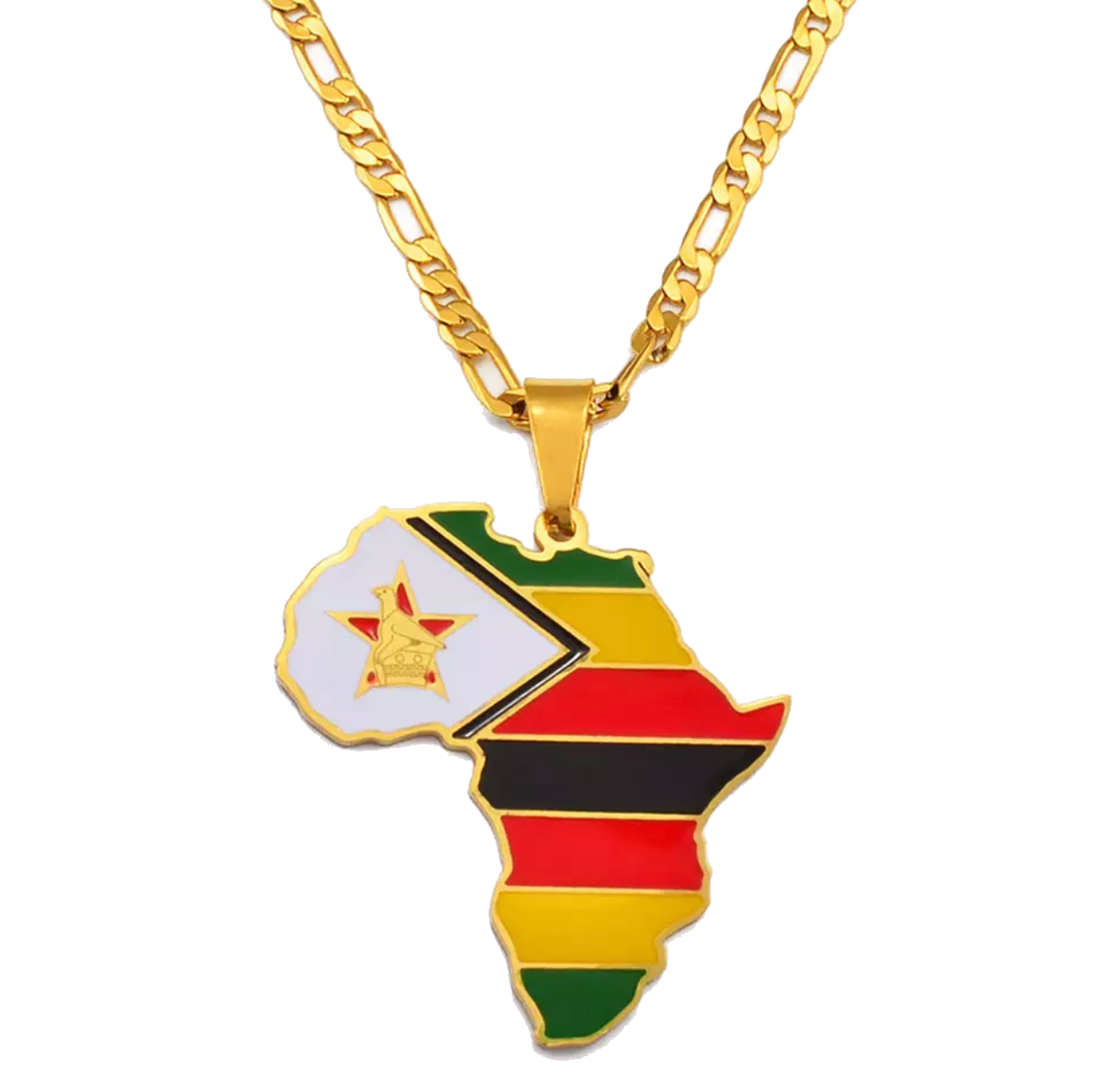 African Map - Zimbabwe Gold Necklace